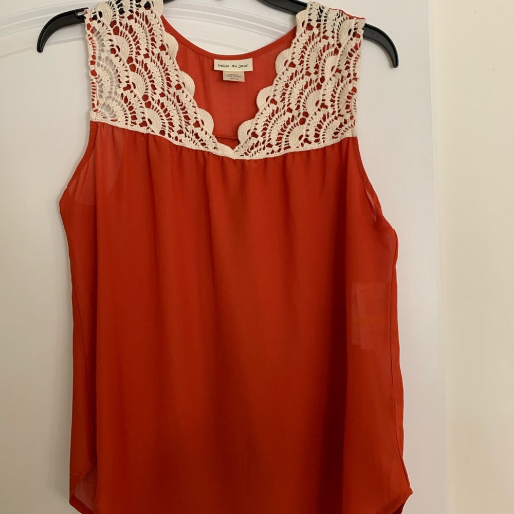 orange lace front tank top